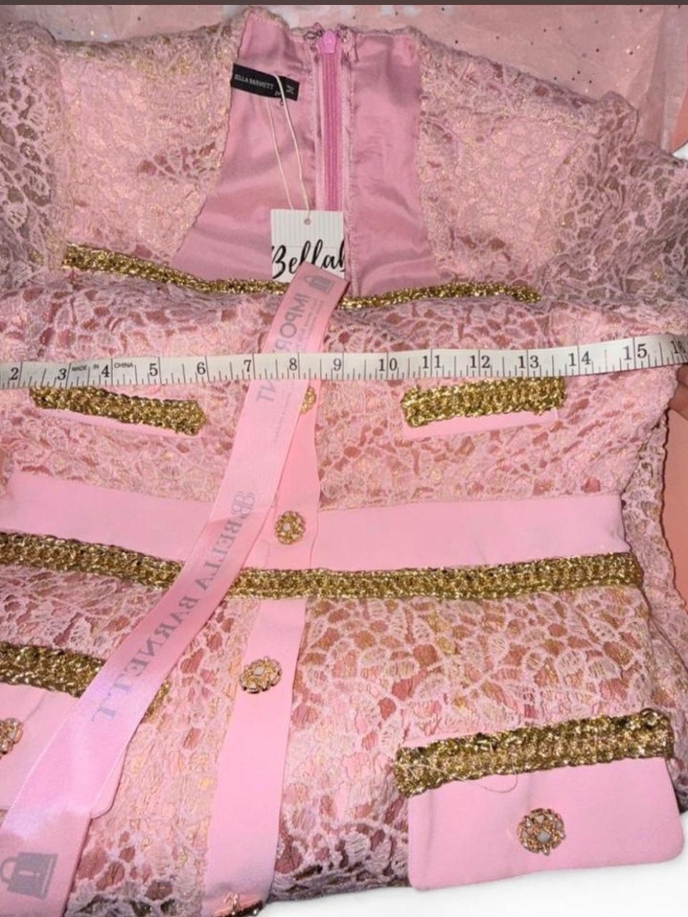 NWT Bella Barnett Elegant Pink Long Sleeve Dress. Size M. New w tags in Box! - Picture 11 of 12